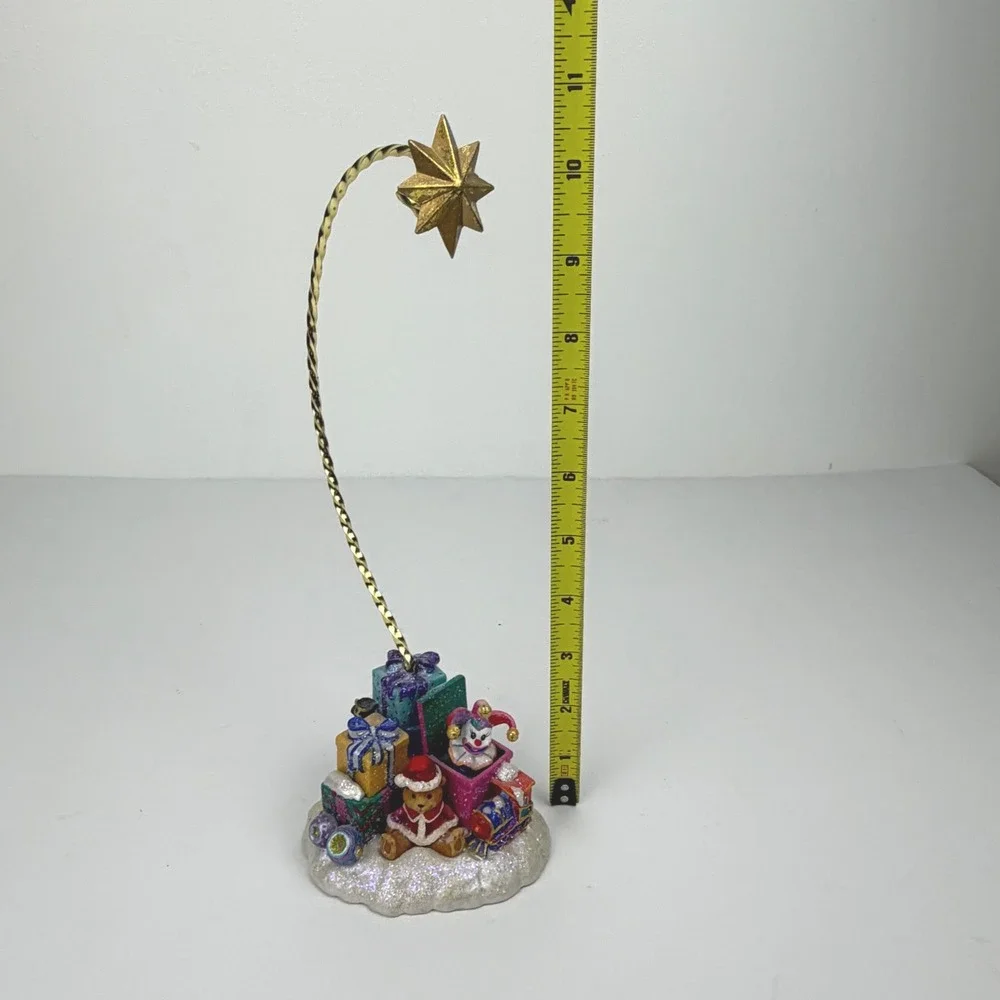 Christopher Radko Christmas Teddy Bear Jester Star Ornament Stand 10.5